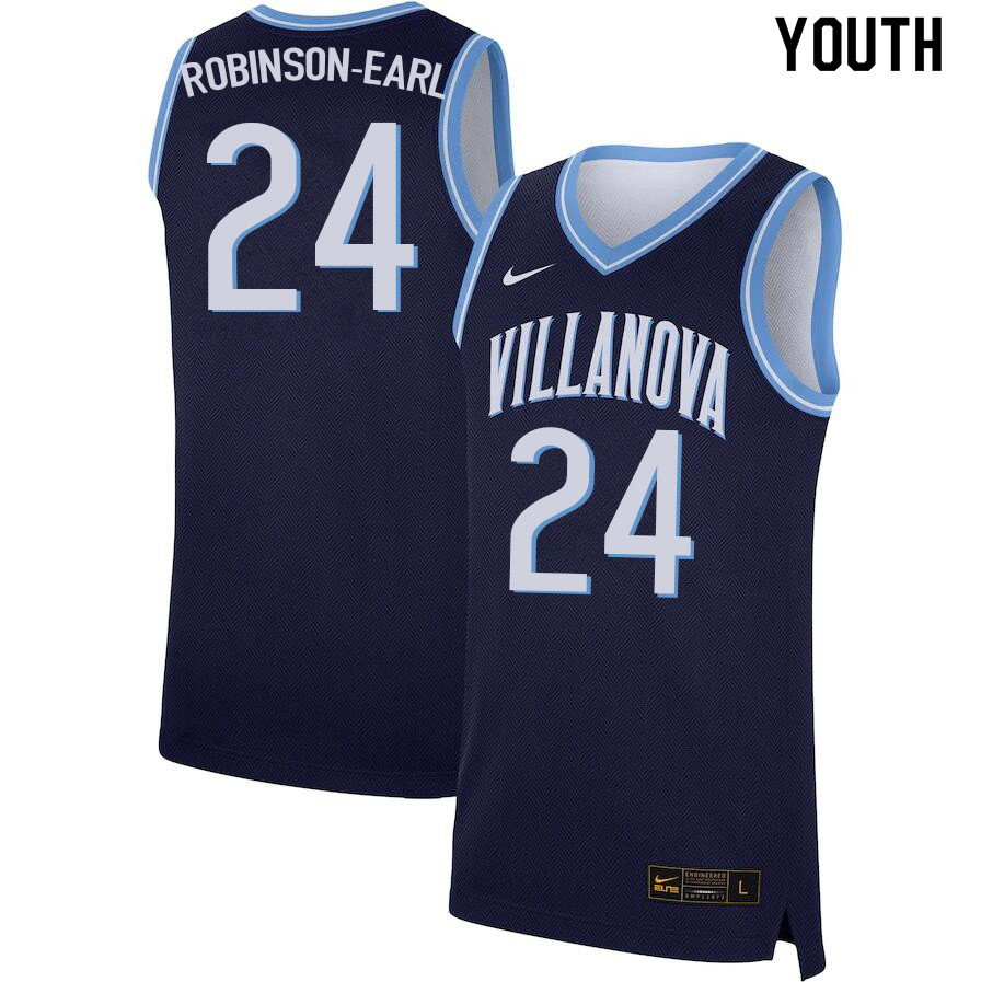 Youth #24 Jeremiah Robinson-Earl Villanova Wildcats College Basketball Jerseys Sale-Navy